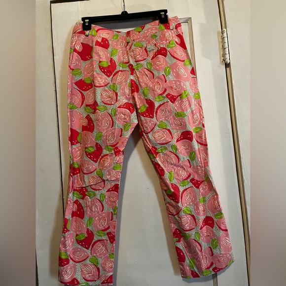 Ankle length Lilly Pulitzer pink and green pants, size 6 - Picture 4 of 6
